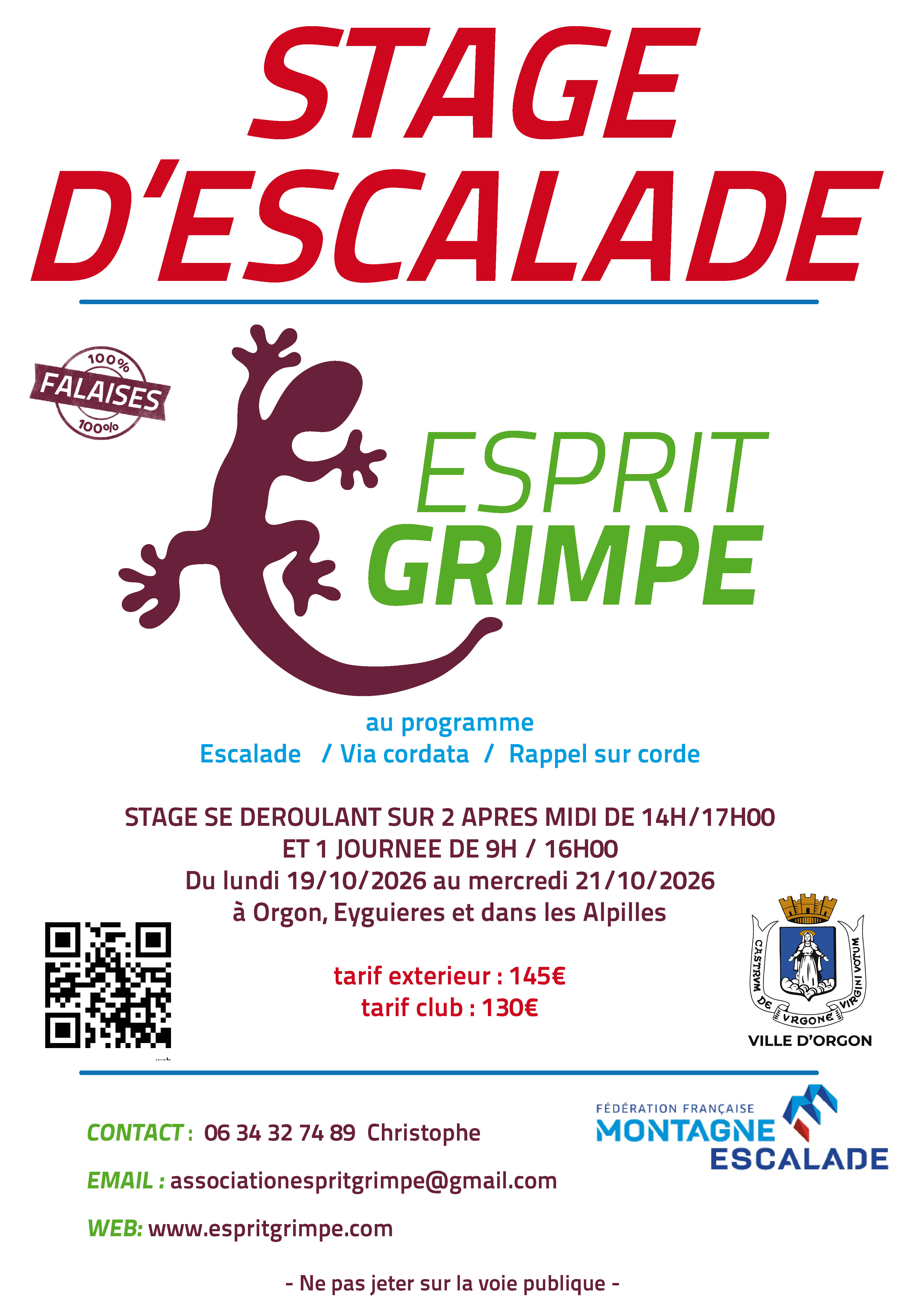 Stage vacances de la Toussaint  : fiche d'inscription imprimer