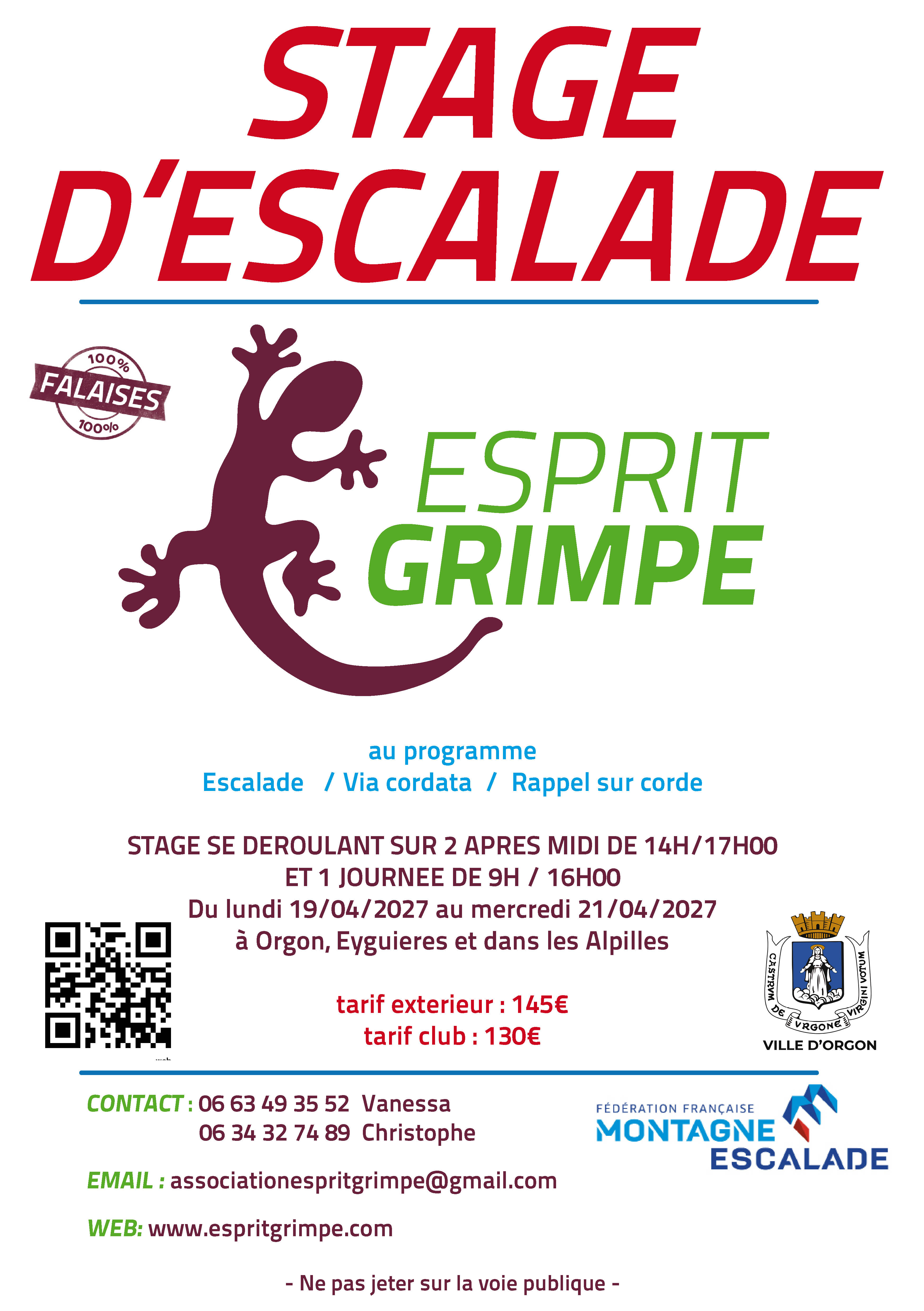 stage vacances de printemps : fiche d'inscription imprimer