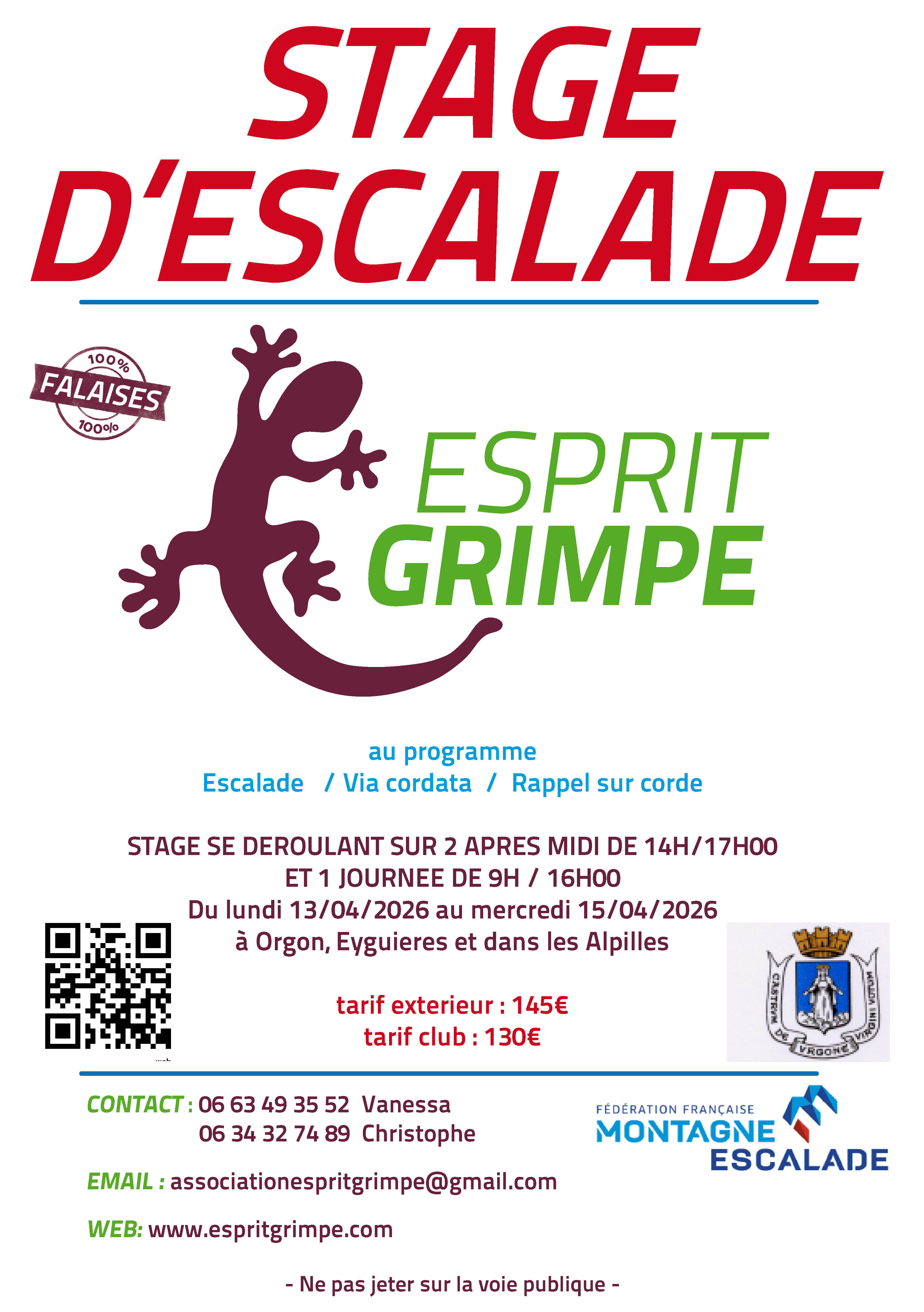 stage vacances de printemps : fiche d'inscription imprimer